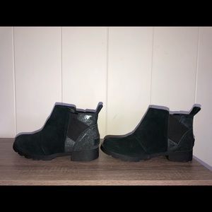 Sorel Emelie Chelsea boots - waterproof - all black with shimmer heel